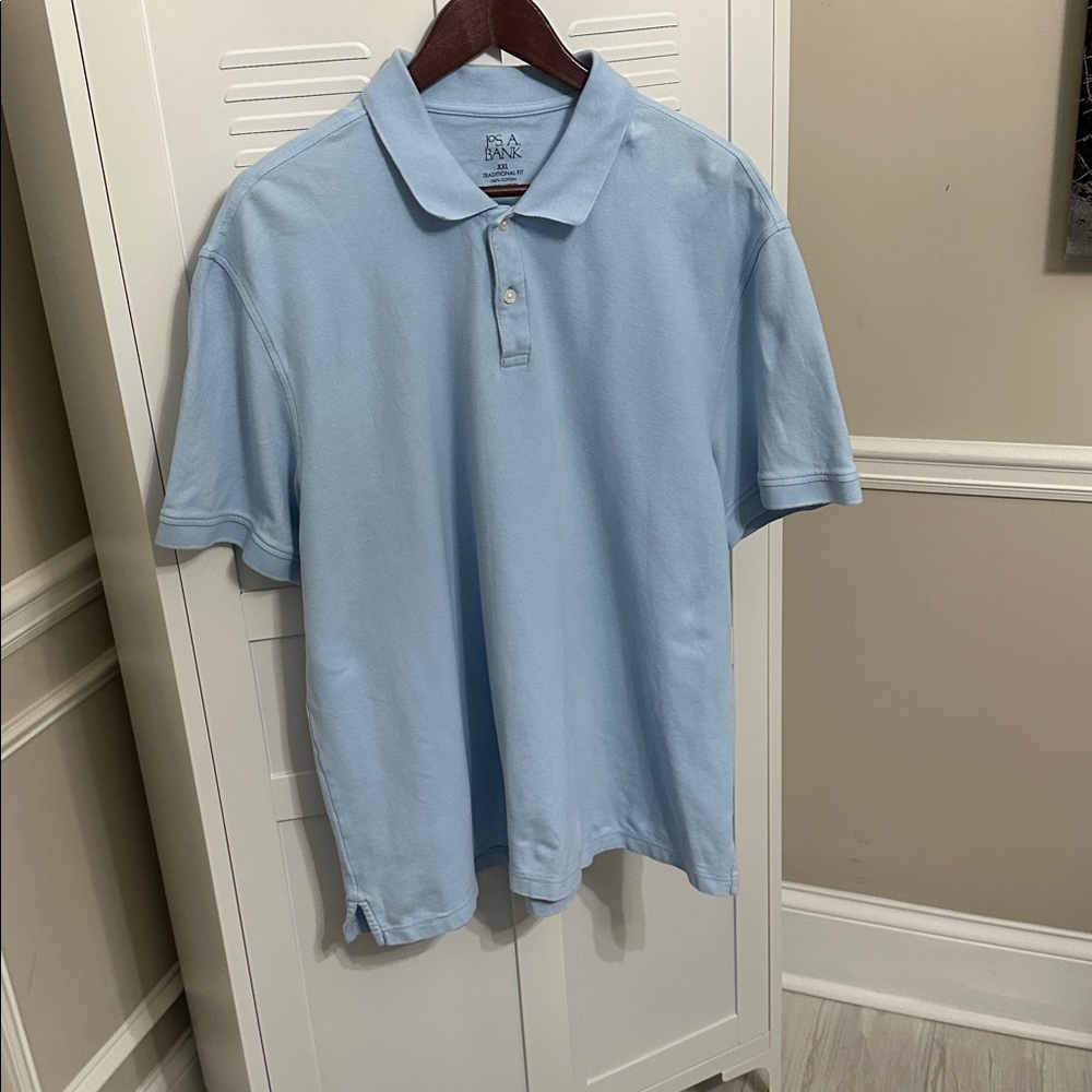 Jos. A. Bank blue short sleeve polo shirt two-button placket Size XXL
